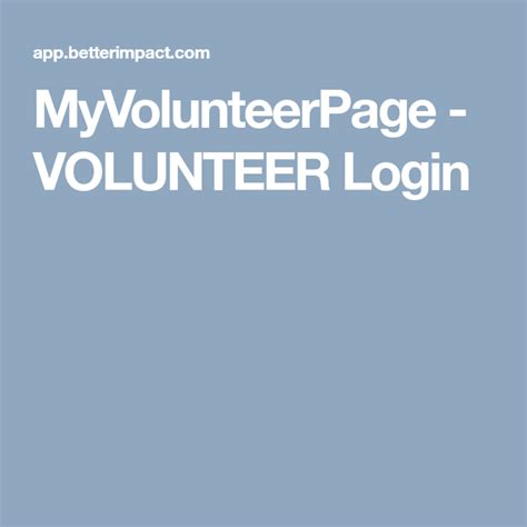myvolunteerpage sign in.